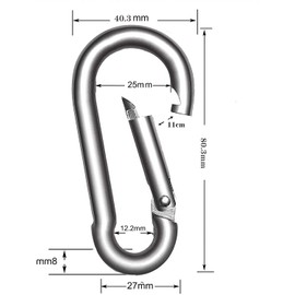Juliyeh 2 Pcs M8 Snap Hook with 304 Stainless Steel Swivel Spring Clip Heavy Duty Carabiner Clips for Quick Link Lock,4×8cm, sliver