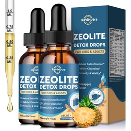 ReviNutra Zeolite Detox for Kids and Adults, Zeolite Clinoptilolite Liquid Drops with Chlorella, Magnesium, Zinc, Methy Vitamin B12 & D3, Gut Liver Detox Cleanse, Immunity, Pineapple Flavor 4 Fl Oz