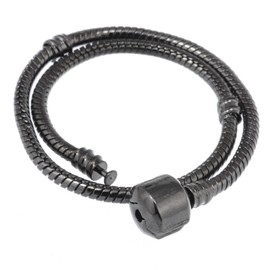 RUBYCA 10pcs Gunmetal Black Size Mix Lot of Clasp European Snake Chain Charm Bracelet fit Charm Bead