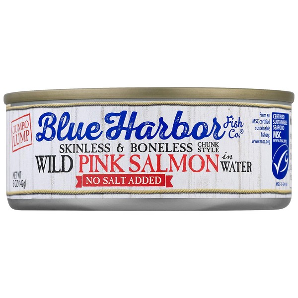Blue Harbor Fish Co. Wild Pink Salmon in Water No Salt Added - 5 oz Can (Pack of 12)