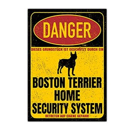 Boston Terrier Bostie Dog Sign Danger Security System Door Sign Dog Sign Warning Sign Safety Sign Dog Private Property Dog Warning Warning