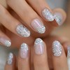 Coolnail Juego completo de uñas postizas holográficas con purpurina degradada