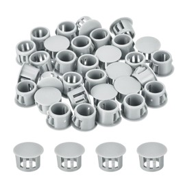 sourcing map 64PCS 12mm(1/2") Light Gray Plastic Hole Plugs, Flush Type Panel Hole Plugs Insert End Caps for Locking Hole Tubes Furniture Cabinet