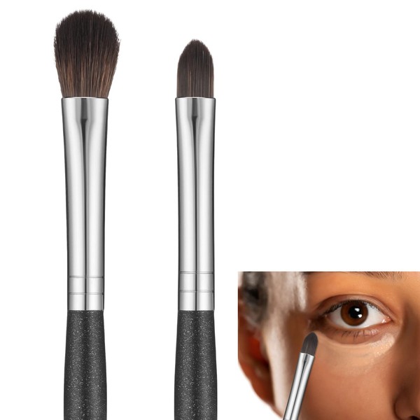 2 Piece Concealer Makeup Brush Set, Concealer Brush for Under Eyes Synthetic Eyeshadow Brush for Women Girls Application Cream Powder Mix Hide 2 Styles