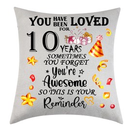 Didsbfsd Gifts for 10th Birthday Cushion Cover Birthday Decorations Gifts for Son Daughter Aged 10 Decoration Cushion Cover Gift Inspirational Birthday Gift