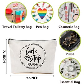 3 Pcs Girls Trip Gifts Favors, Girls Weekend Gifts Makeup Bag, Bestie Gifts Weekend Bag Autumn Vacation Cosmetic Bag, Friendship Gifts for Women Friend Bestie, Graduation Wedding Gifts Toiletry Bag