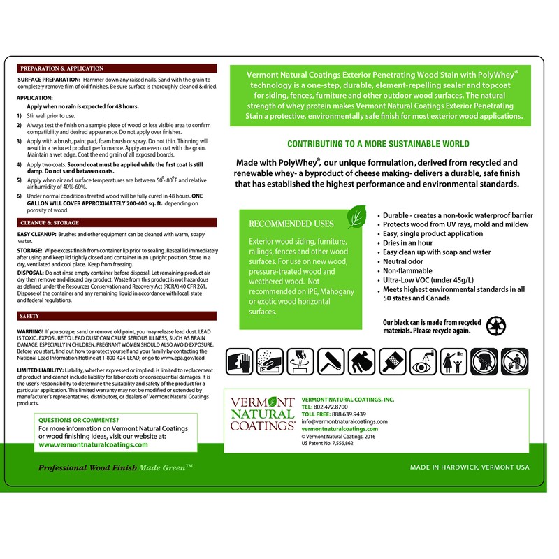 Vermont Natural Coatings PolyWhey Exterior Penetrating Stain - Charcoal Gray