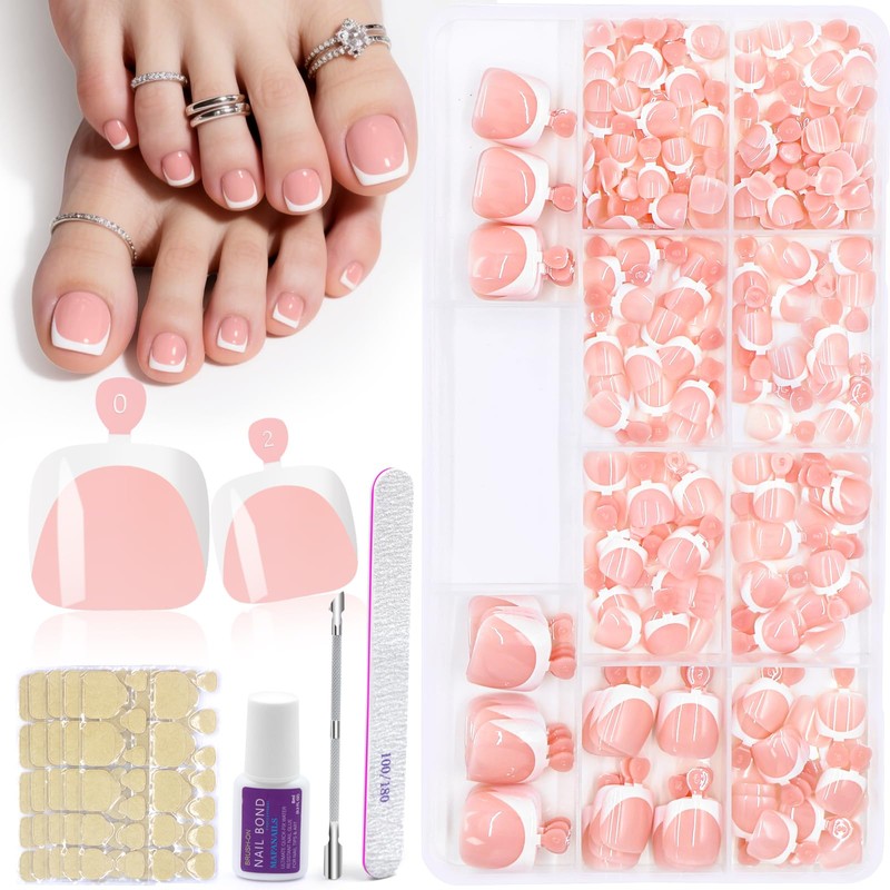 Kit de 240 uñas postizas francesas blancas para prensar, extensiones