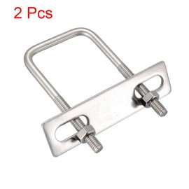 sourcing map Pack of 2 M6 square U-bolts, square U-bolts, 40 x 80 mm, with nut frame and fasteners, carbon steel