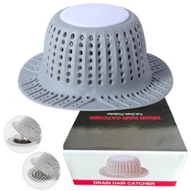 METACHOICE Bathtub & Shower Drain Hair Catcher with Sink Drain Strainer – Silicone Foldable Protector for Pop-Up & Regular Drains, Easy to Clean (Grey)