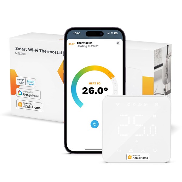 Smart Thermostat for Combi Boiler/Water Underfloor Heating, WiFi Thermostat Works with Apple HomeKit Siri, Alexa, Google Home, Wired Installation, Support Remote Smart Heating Control