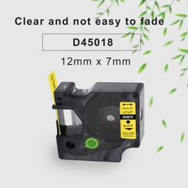 Molabel 45018 12 mm x 7 m Compatible Dymo D1 Label Tape Yellow 45018 S0720580, as Replacement for D1 Label Tape 12 mm Black on Yellow for Dymo LabelManager 160 210D 260P 280 360D 420 LabelPoint 150
