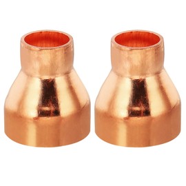 PATIKIL 1 3/8" to 3/4" ID Copper Reducer, 2pcs 99.9% Pure Copper Reducing Coupling Pressure Fitting Pipe Tube Connector Adapter with Sweat Solder Connection for HVAC Refrigeration System