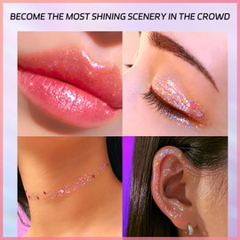 MIELIKKI Glitter Gel for Face and Body, Sparkling Holographic Body Shimmer Gel, Reflective Diamond Sequins Pigment for Eye Lip Hair Nails Paint, Festival Rave Accessories, 06