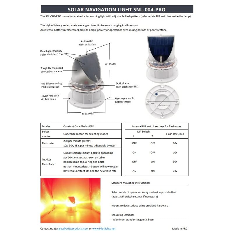 Solar Dock Warning Light 360 Degree - SNL-004-PRO - Super