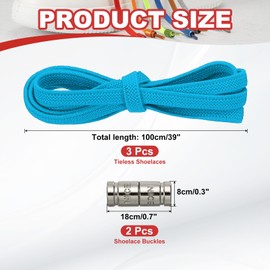 YELARXI No Tie Shoelaces Tieless Elastic Shoe Laces, 39" with 2 Metal Locks Buckles Fit for Adults Sneakers (3Pcs, Light Blue)