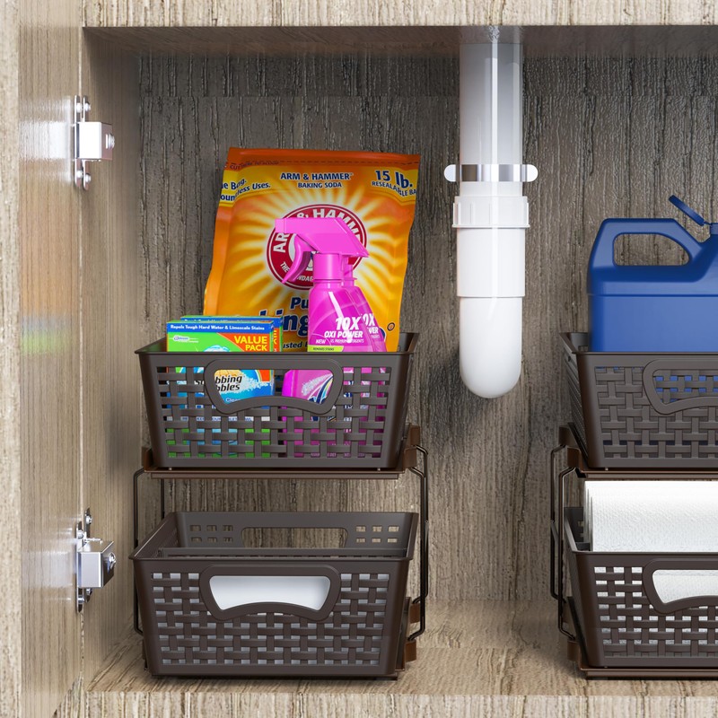 Simple Houseware 2 Tier Bathroom Organizer Tray Pull-Out Sliding Drawer/Under-Sink