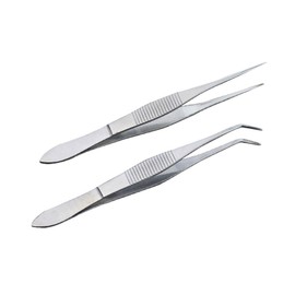 2Pcs Professional Stainless Steel Forceps Lab Forceps Multifunction Tweezers Straight Tip and Curved Tip Beauty DIY Accessories