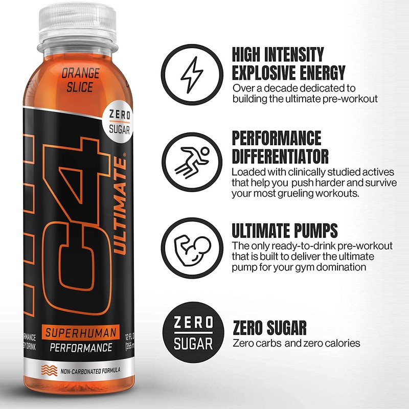 C4 Ultimate Non-Carbonated Zero Sugar Energy Drink, Pre Workout Drink