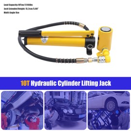 HinLIaDa 10 Ton Hydraulic Jack, Portable Jack Ram Cylinder Short Type Single Acting Lifting Cylinders Low Profile Porta Power Ram Industrial Lifting Jack for Electric Power, Chemical, Steel, Bridge