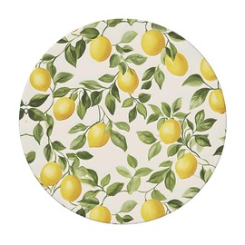 artslion Outdoor Round Tablecloth with Elastic Band 60In-150cm Elastic Garden Tablecloth with Lemon Pattern