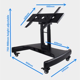 BIGalleons Mobile TV Mount Stand, Low Height Monitor Cart with Wheels for 32-65 inch Flat Curved Screen TV, LED LCD, Height Adjustable, 90°Adjustable Viewing Angle