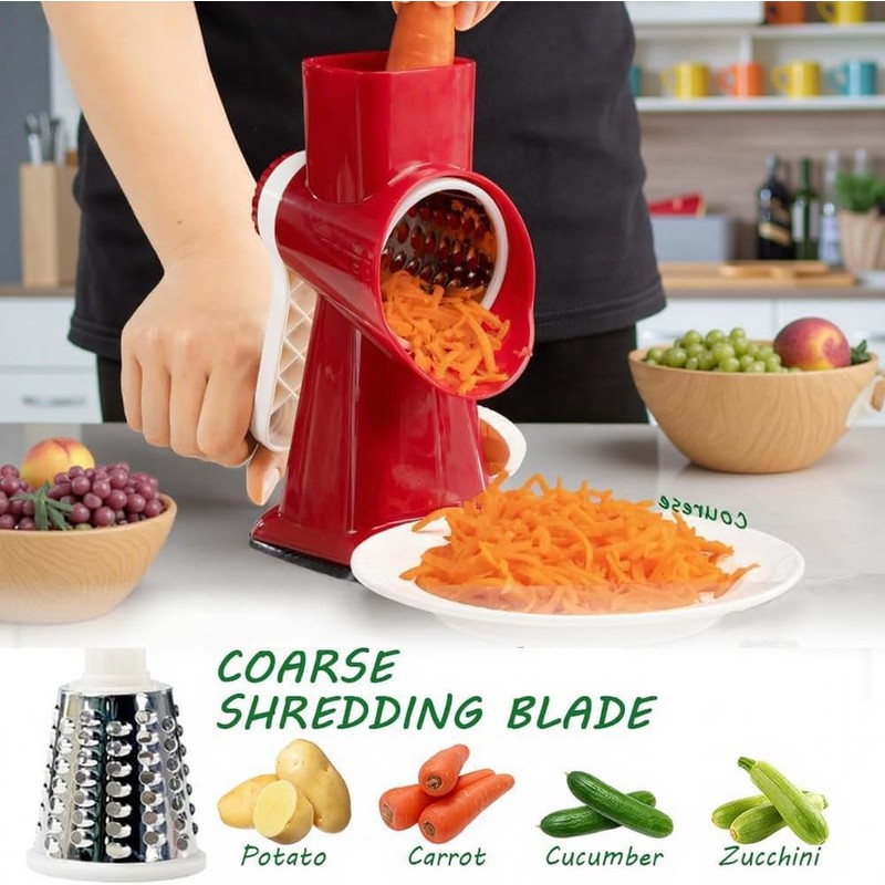 Eleko Meyar Cheese Grater with Handle, Multifunctional Manual Rotary Cheese