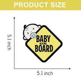 2pack baby on board sign for car reflective stickers - made from high-strength waterproof vinyl - visible at night - Suitable for car windows, side windows, and bumpers - Perfect baby on board sticker