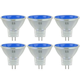 Sunlite 40767-SU 20MR11/SP/12V/B Color MR11 10° Narrow Spot Halogen Lamps, 20-Watt, 12-Volt, GU4 2-Pin Base, Cover Glass, Dimmable, 2,000 Hour Life Span, 6 Pack Blue