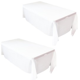 Mcoser 2Pcs Rectangular Plastic Table Cloth,Disposable Table Cloth Table Covers for Picnic,Birthday Parties,Wedding,Christmas White(137cm*274cm)
