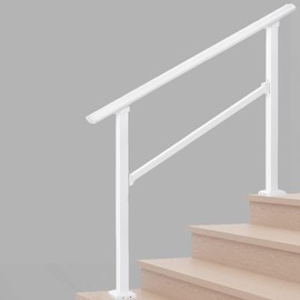 Hand Rails for Outdoor Steps,4 Step Stair Handrail & Indoor Stair Railing Kit，Metty Metal Railings for Outdoor Steps and Hand Rails for Seniors for Porch Railing