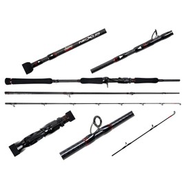 Jigging World Nexus 2.0 Travel Fishing Rods, 3-Piece Spinning Rods, 24T Toray Carbon Fiber, Premium Hard Shell Travel Case (JW-NEX703S-M)