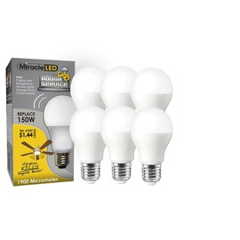 Miracle LED Rough Service 100W Replacement LED Garage Door Bulb, Vibration Resistant Light for Openers, Ceiling Fans and Trouble Lights (6-Pack)