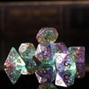 Green Purple Resin Dice Set for DND – 7pc Polyhedral