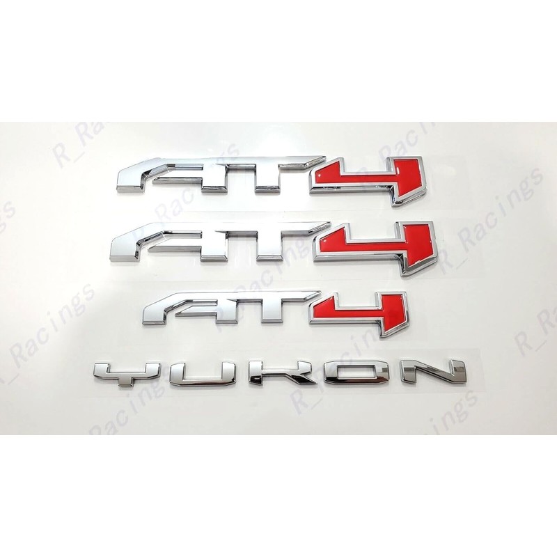 4Pcs Door Rear Tailgate AT4 Yukon Emblems Letters 3D Badge
