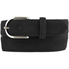 BELTINGER Women's Suede Belt 3.5 cm | Suede Leather Belt for Women 35 mm | Suede Belt with Round Belt Buckle, black, silver