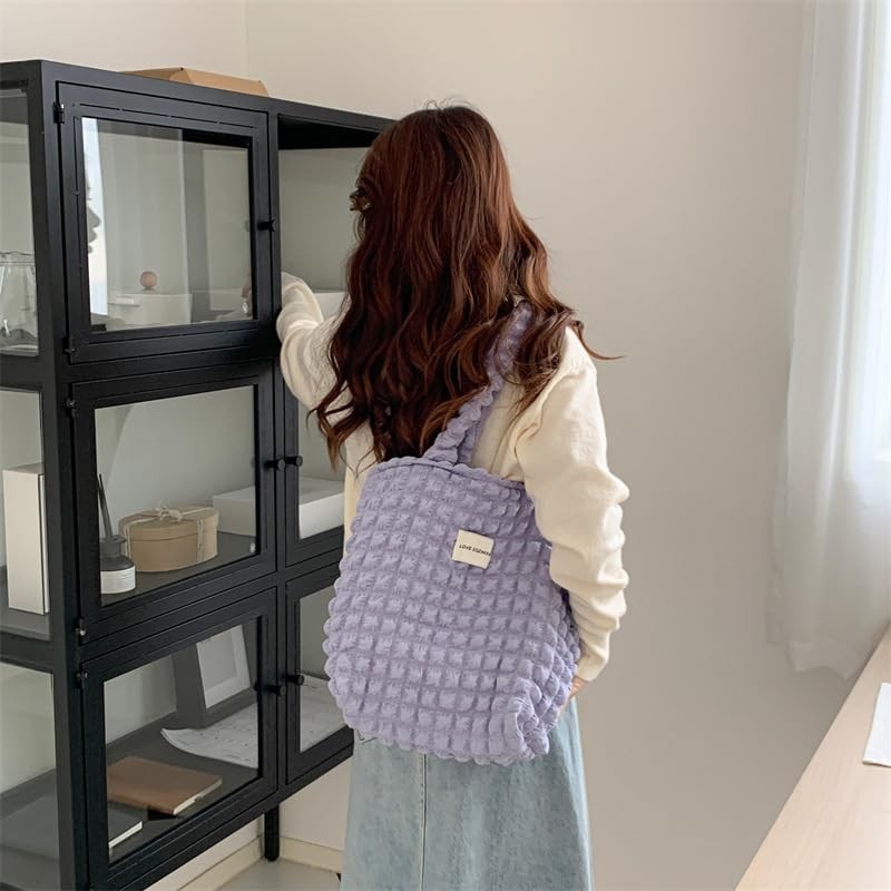 Petit-Germe Popcorn Bag, Tote Bag, Waffle Bag, 06.purple
