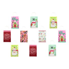 Fifth Ave Kraft Sweet Holidays Medium Printed White Kraft Paper Christmas Gift Bags, 10 Count - Sharp & Stylish Christmas Gift Bags, Fun Assorted Christmas Bags for Gifts