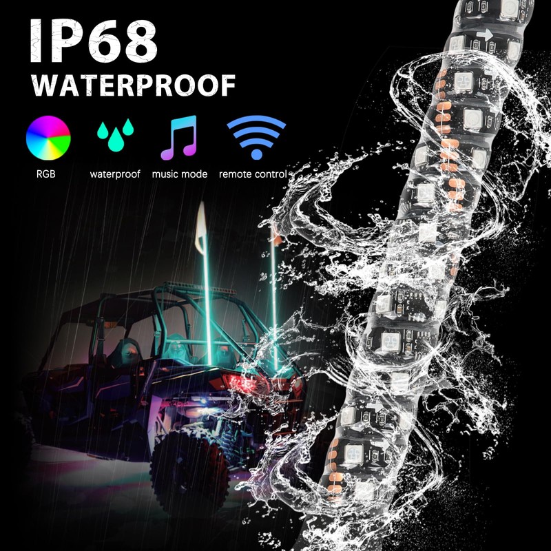 DREAMIZER 2pcs 1FT Whip Lights LED Whip Lights for UTV