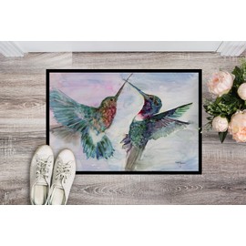 Caroline's Treasures 8968MAT Hummingbird Combat Doormat 18x27 Front Door Mat Indoor Outdoor Rugs for Entryway, Non Slip Washable Low Pile, 18H X 27W