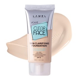 OhMy Clear Face Foundation - Acne Coverage - SPF-Enhanced, Salicylic Acid & Tea Tree Extract - Dewy & Flawless Finish - Sensitive Skin Care - Organic & Oil-Free - 401, 1.35 fl.oz