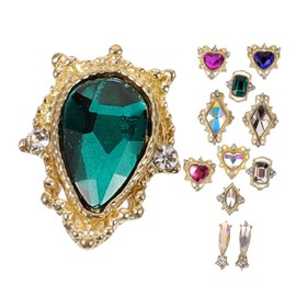 Ipetboom 1set DIY Nail Art Gems Crystal Love Diamond Jewelry Nail Charms Rhinestones for Set Full Drill Heart Shaped Versatile Charm Decorations