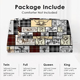 Western Cowboy Bedding Set Twin Size Western Comforter Cover Set for Teen Boys Super Soft Construction Vintage Duvet Cover Set Cabin Bedroom Decor Twin Full Queen King Quilt Cover with 2 Pillowcase
