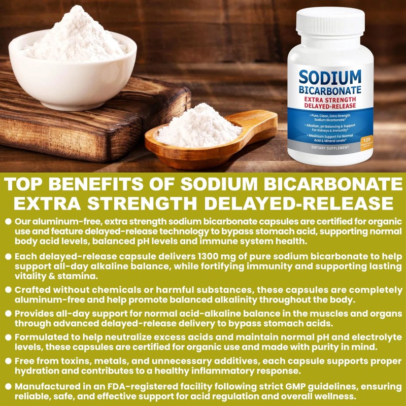 Kidney Restore Sodium Bicarbonate Capsules 1300mg – Extra Strength, 120