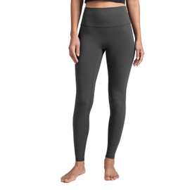 Colorfulkoala Dreamlux No Front Seam Leggings for Women 25"/28" Inseam, High Waisted Buttery Soft Yoga Pants, Dark Carbon, Medium