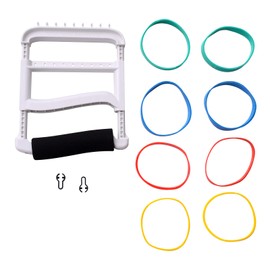 Rolyan Ergonomic Hand Exerciser with Padded Handle, Adjustable Squeeze Tool, 4 Pairs of Rubber Bands for Progressive Resistance, Improves Hand Grip Strength in Fingers, Hand, & Thumb, White