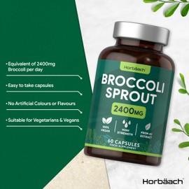 Broccoli Sprout Extract | Activated Sulforaphane Supplement | 2400mg Capsules | 60 Count | Vegan & Vegetarian | by Horbaach