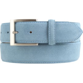 BELTINGER Suede Belt, 4 cm, High-Quality Men's Leather Belt, 40 mm, Suede Belt, Denim blue, silver.