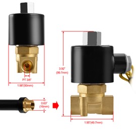 Heschen Brass Electric Solenoid Valve 2W-040-10K PT3/8'' DC12V Direct Actuation for Water, Air, Gas, Normally Open