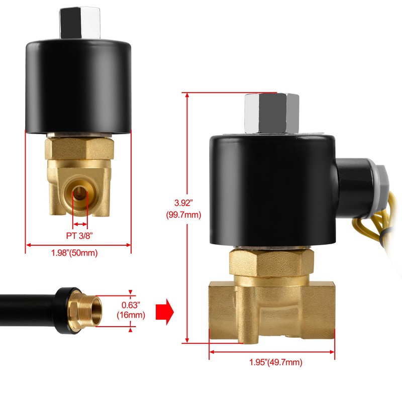 Heschen Brass Electric Solenoid Valve 2W-040-10K PT3/8'' DC12V Direct Actuation